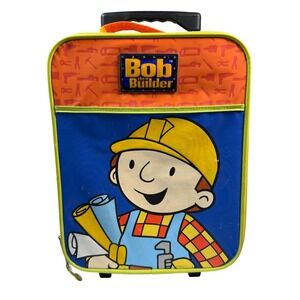 Bob the Builder Rolling Suitcase Vintage Kids Travel Luggage Bag Character RARE